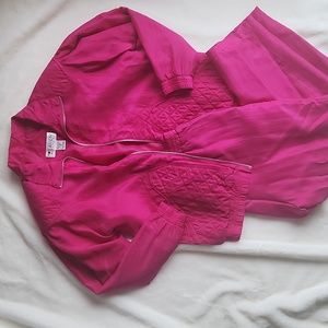 Vintage retro 90s Pink Lavon petite small woman's track suit windbreaker